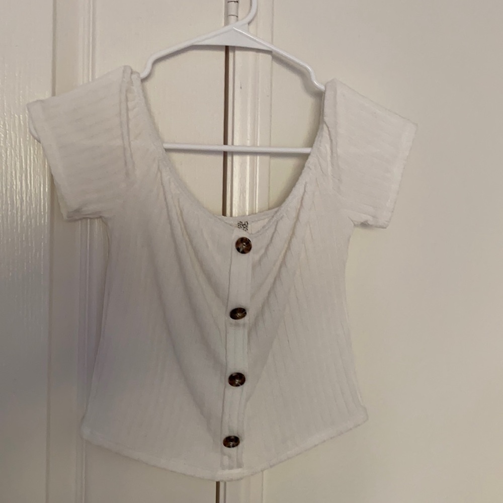 Off the shoulder white cropped top